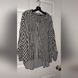 JANE and DELANCEY - Size 3X Striped Button Down Shirt Blouse Top